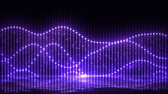 4K 梦幻唯美粒子水面倒影音乐喷泉-紫色