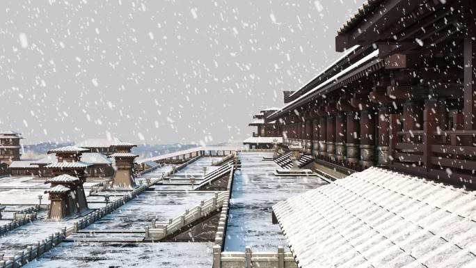 未央宫  雪景  古代建筑  汉代
