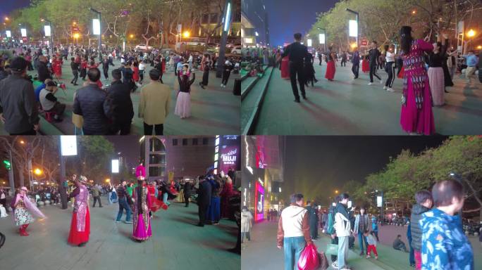 西安夜景广场舞幸福生活新疆舞退休生活休闲