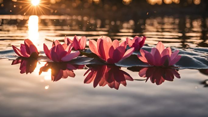 湖面上的花瓣