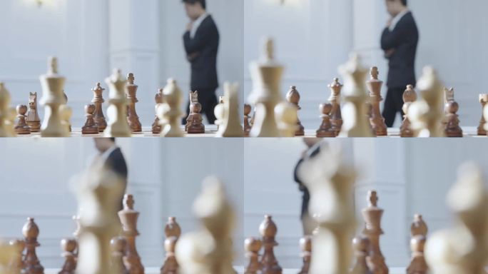 男人国际象棋思考对弈棋局