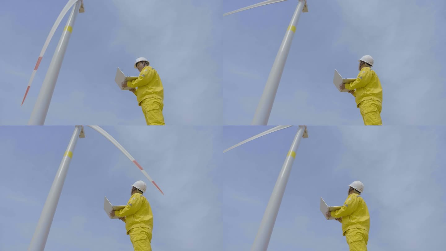 新能源风能风车运行视频素材