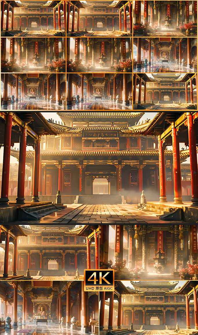 中国古代传统风格建筑 大气恢弘殿阁佛庙