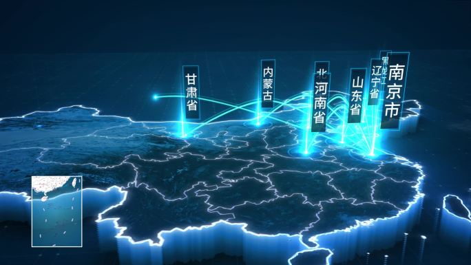 视频素材——南京辐射全国地图