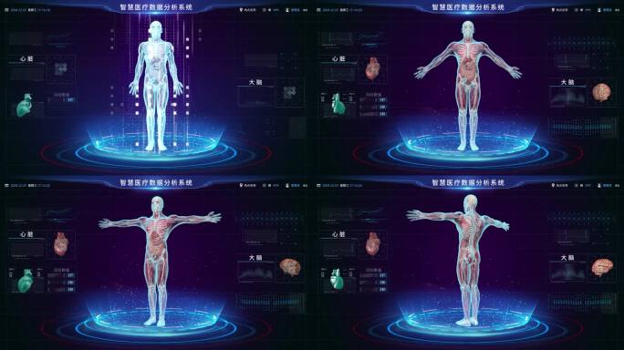 智慧医疗可视化大屏科技人体医疗数据