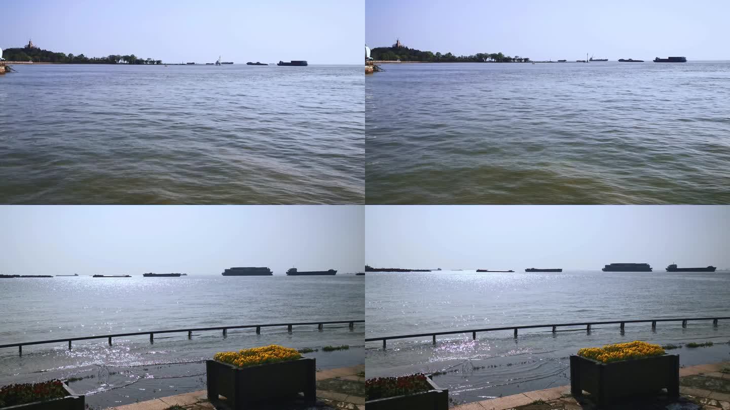 视频素材.南通长江上逆流而上的货船