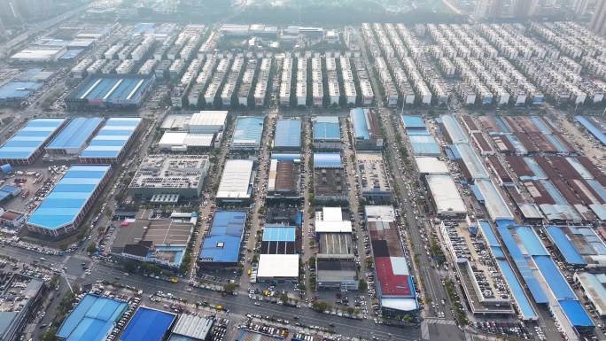 4K航拍长沙县中南汽车世界二手车市场合集