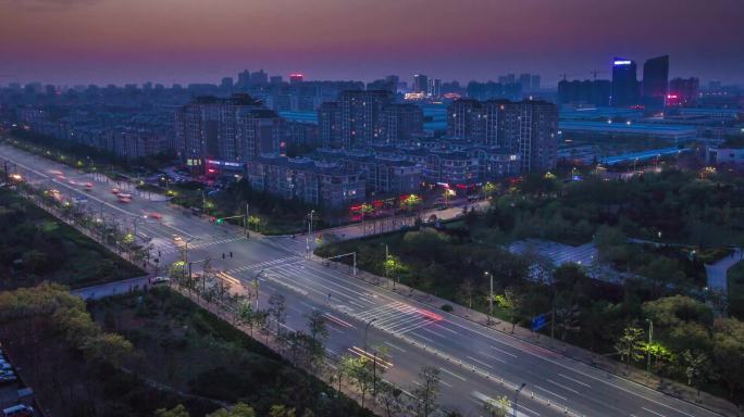 4K城市夜景日夜交替华灯初上延时