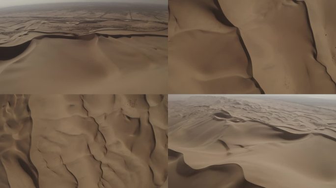 毛乌素沙漠流沙沙丘风吹细沙流沙4K航拍