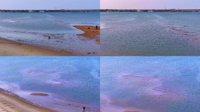 蓝色海湾沙滩航拍