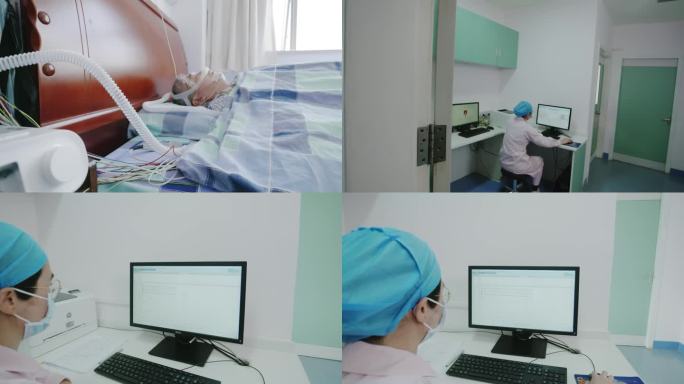 高端医疗医生睡眠描记术研究失眠神经监视屏