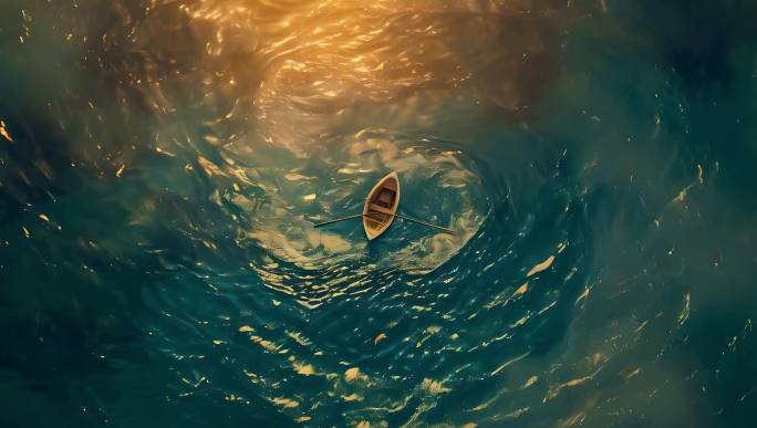 孤舟在大海中漂泊视频素材
