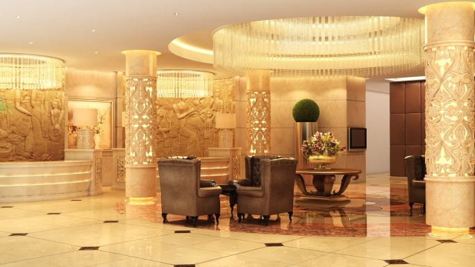大堂 酒店  空间 动画 漫游 三维