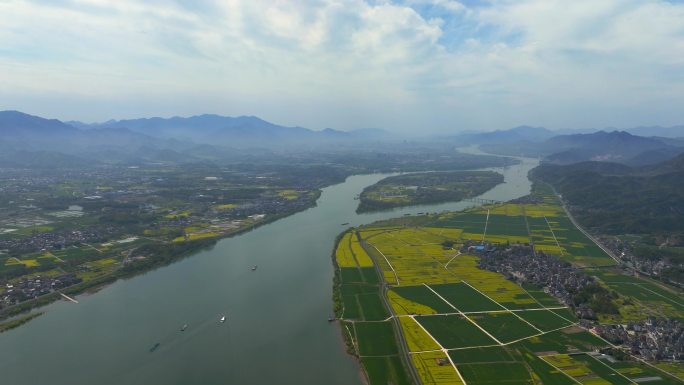 杭州富阳桐州岛包家淇航拍