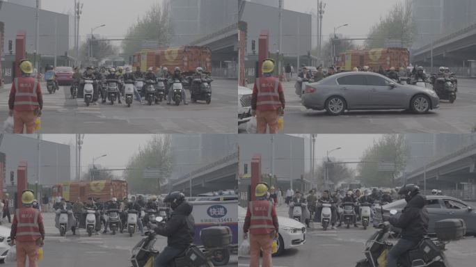 北京国贸环境人流车流摩托车流安全员民工