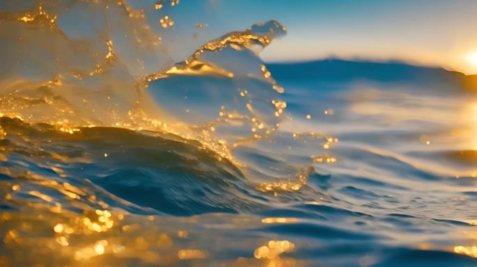 金色水面 水波纹 金色海浪