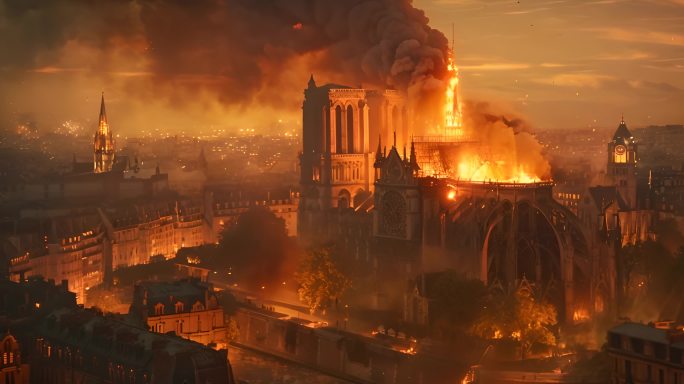 巴黎圣母院燃烧 巴黎圣母院着火