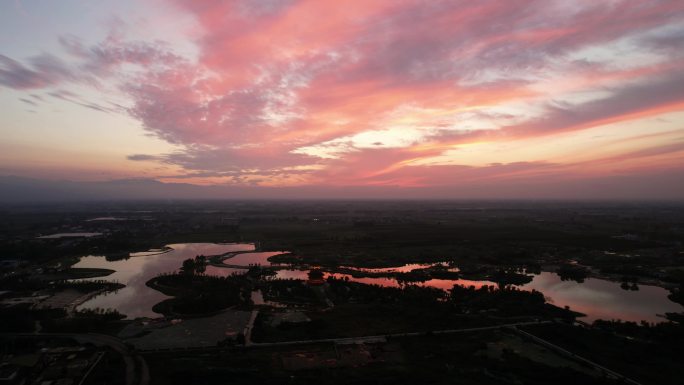 西安航拍 夕阳