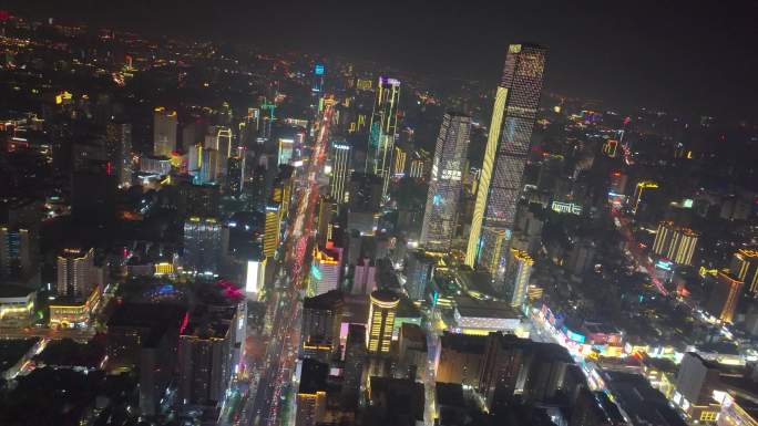 长沙夜景长沙IFS国金中心市区高楼大厦航