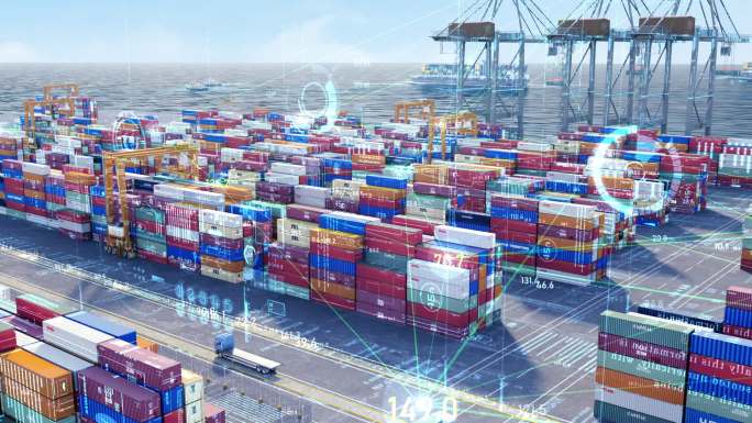 港口码头货物集装箱航运港口智能化港口货物