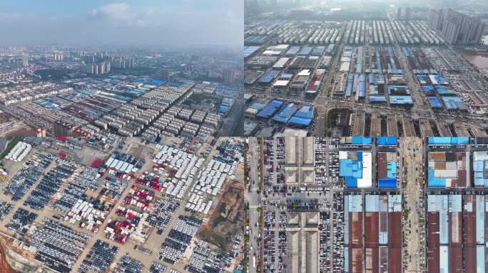4K航拍长沙县中南汽车世界二手车市场合集