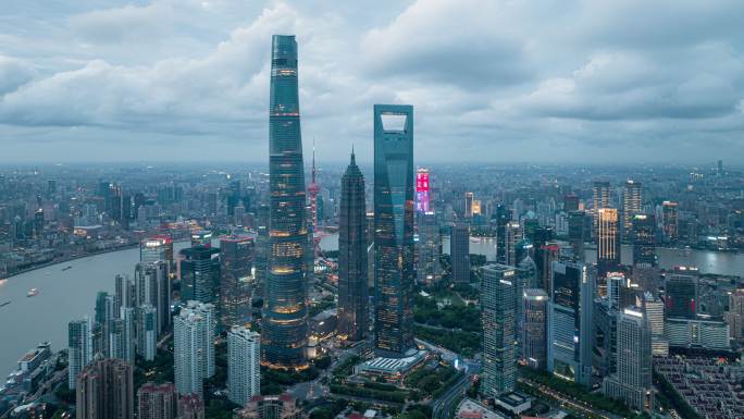 上海cbd 陆家嘴 蓝调 亮灯过程
