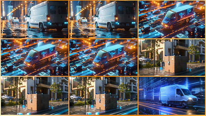 数字化物流系统 智能城市交通 货物快递