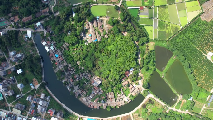 惠州博罗湖镇镇俯视环绕大景