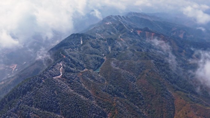 航拍雪景大地延时