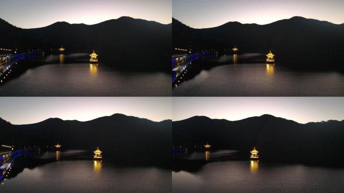江西九江庐山如琴湖清晨航拍