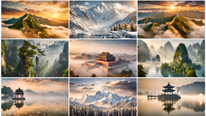 中国山河长城黄河唯美大气震撼风景