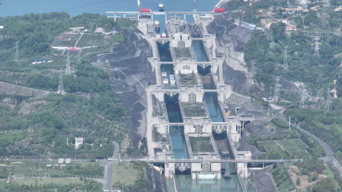 4k航拍三峡大坝 世界水电之都 船闸检修