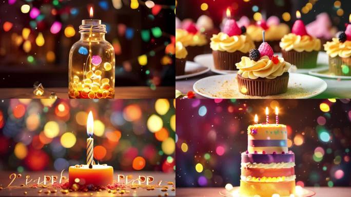 生日快乐蛋糕礼物许愿光斑串灯蜡烛