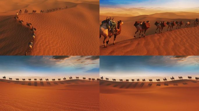 丝绸之路  沙漠骆驼  沙丘 穿越沙漠