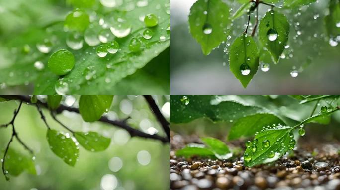 谷雨 茶树 下雨 雨滴 春天 AI