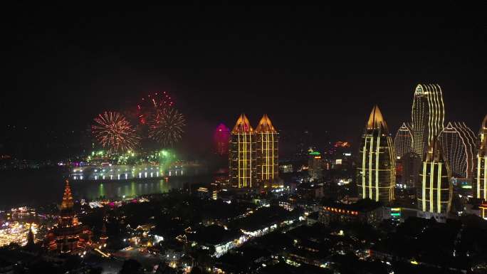 西双版纳泼水节烟火秀