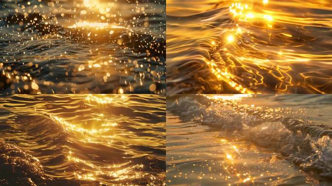 金色大海波光粼粼金光闪闪视频素材