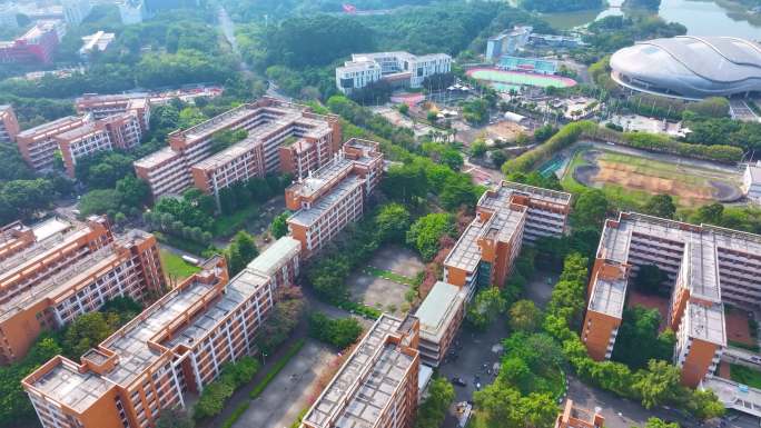 华南理工大学大学城校区航拍校园广州风景风