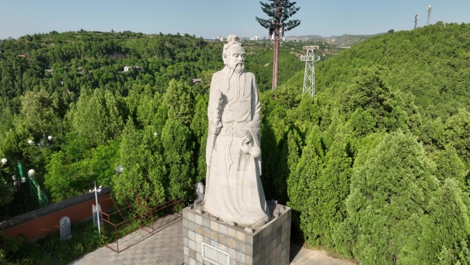 铜川旅游药王山铜川地标景点药王山雕像