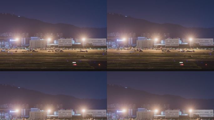 凌晨的货运飞机停机坪非常忙碌