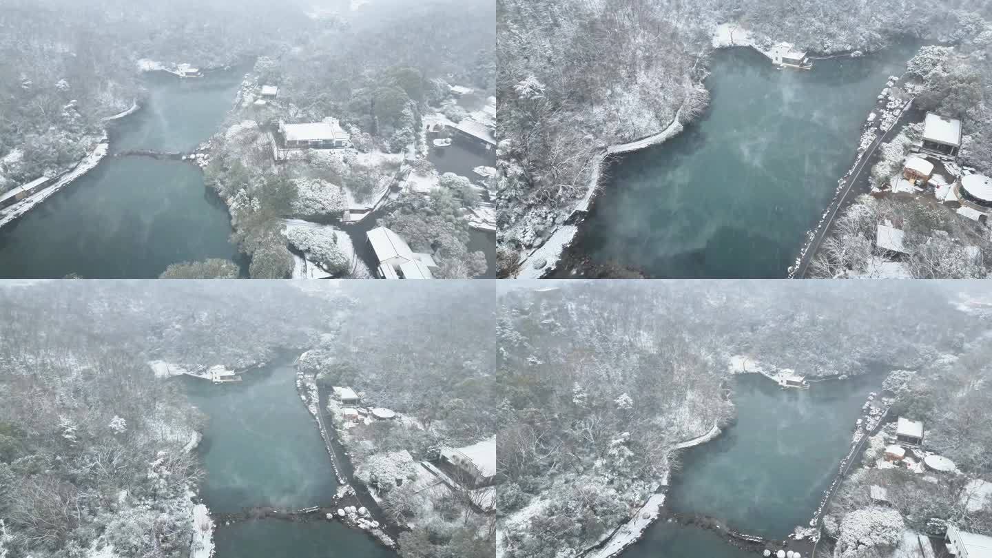 4K航拍南京浦口珍珠泉下雪合集