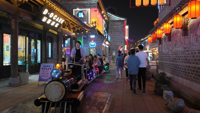 合肥贡街小吃街中国传统文化夜景移动延时