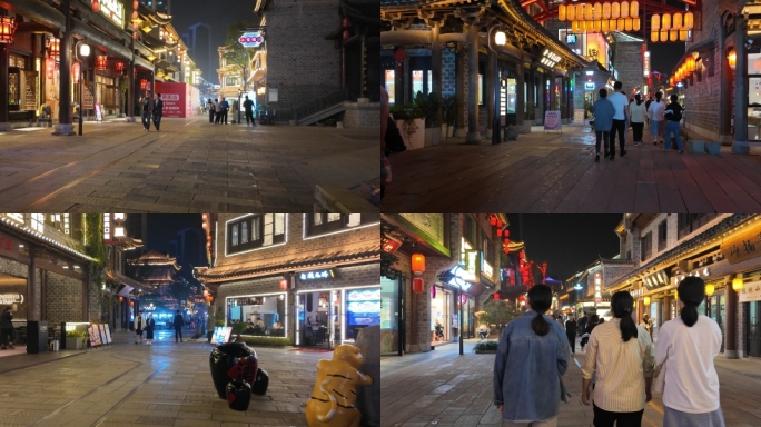 合肥贡街小吃街中国传统文化夜景移动延时