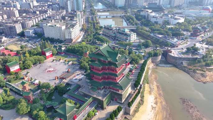 江西南昌滕王阁旅游区航拍东湖区城市风景风