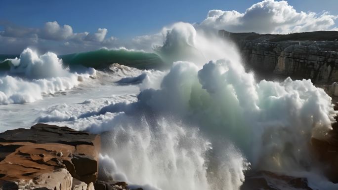 海岸千层巨浪巨潮拍案海岸海浪