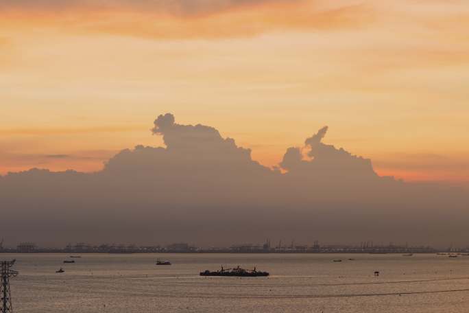 大国重器一航津安背景广州南沙港延时摄影