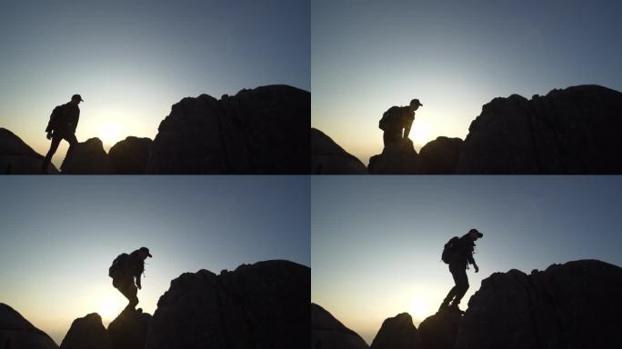 登山攀登励志人物剪影挑战自我开拓进取