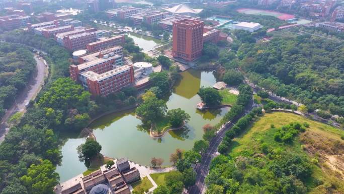 华南理工大学大学城校区航拍校园广州风景风