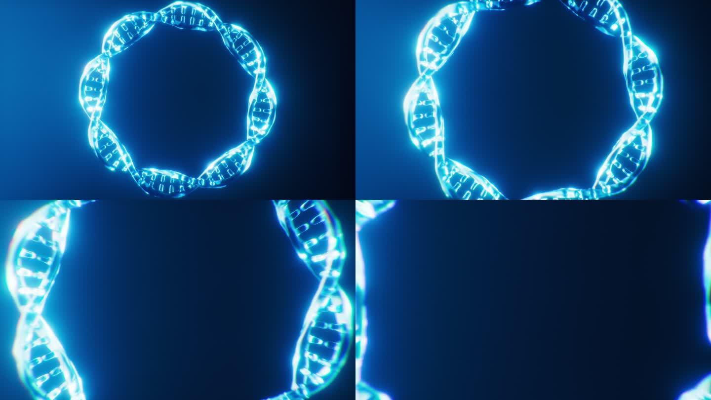 生物DNA与霓虹灯光效果3D渲染