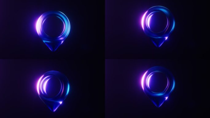 定位符号与霓虹灯光效果循环动画3D渲染